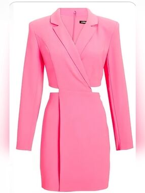 Express Pink Long-Sleeve Tailored Cutout Dress